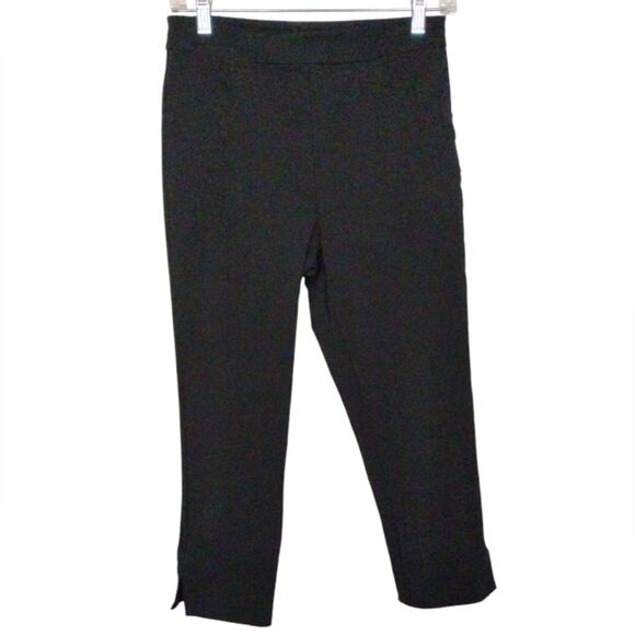 Ellen Tracy Black Capri Pants size Meduim Slit Hem Inseam 20.5 inches - Picture 2 of 16